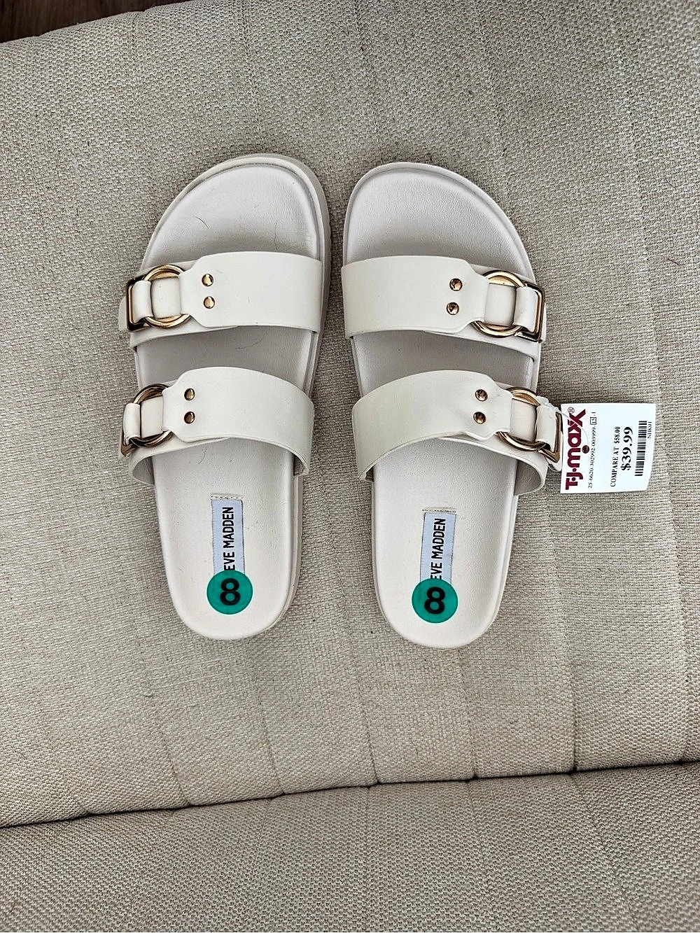 Steve Madden Hadyn Buckle Slide Sandals White US 8